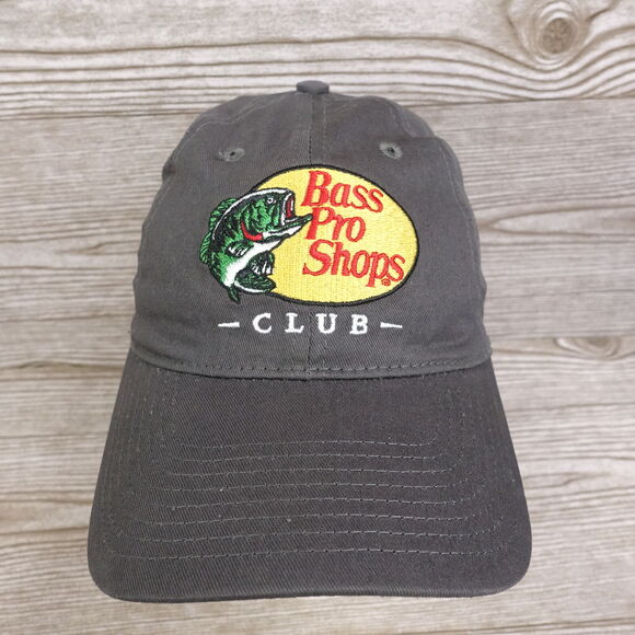 BASS PRO SHOPS CLUB GRAY ADJUSTABLE STRAPBACK BASEBALL HAT CAP - Picture 1 of 8
